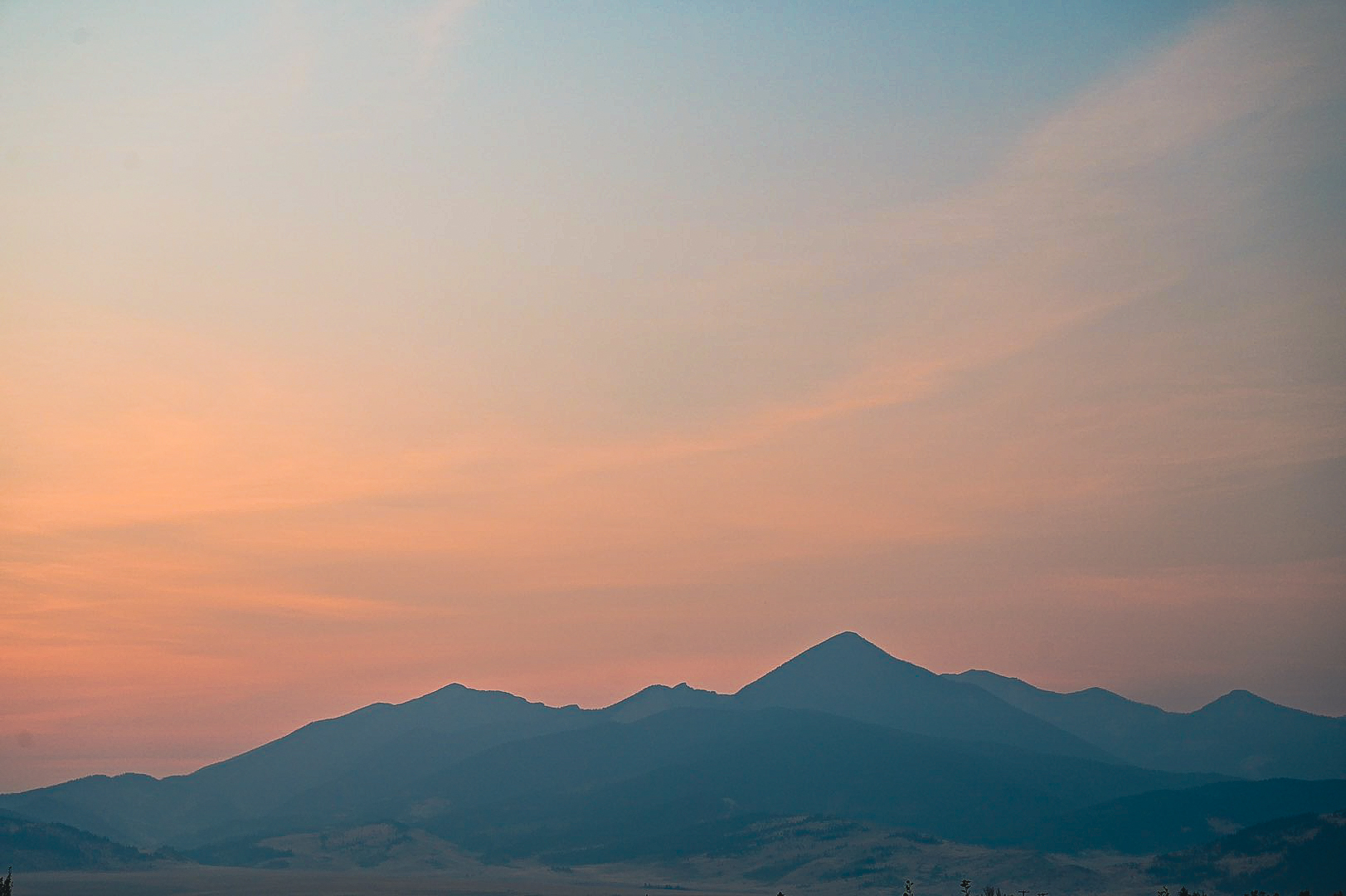 Early morning light over the mountains near Livingston, Montana